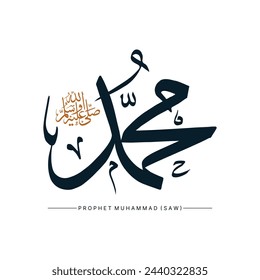 vector allah muhammad calligraphy which translates as "Allah" and " Prophet Muhammad"