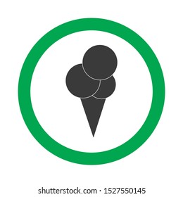 Vector allowed ice cream sign on white background with green circle. Cool for cafe, restaurant. Illustration can use in friendly place