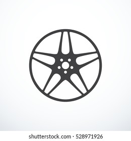 Vector Alloy Wheel Icon. Car Wheel Icon