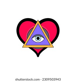 Vector all-seeing eye of god sacred symbol in a stylized triangle against the background of diverging rays vector monochrome illustration