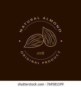 Vector almond logo design templates and emblem. Beauty and cosmetics oils - almond. Logo in linear style