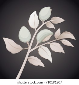 Vector almond tree branch illustration on dark background