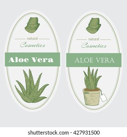 Vector aloe vera hand drawn flyers and labels.Healing,cosmetics herb.Medical plant.Great for traditional medicine design. Layout,mockup design for natural products.