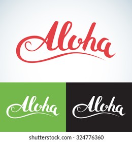 Vector aloha word, vintage style. Summer apparel print design, t shirt graphics.