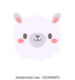 Vector alpaca. cute animal face design for kids