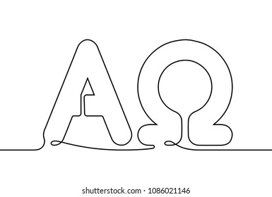 Vector alpha and omega. One line style illustration