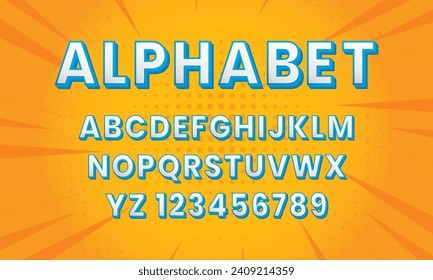 vector alphabet 3d filled outline font