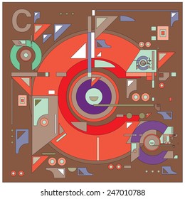 vector alphabet 3D letter C