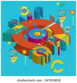 vector alphabet 3D letter C
