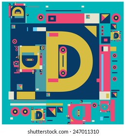 vector alphabet 3D letter D