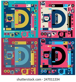 vector alphabet 3D letter D