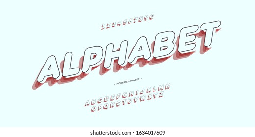 Vector alphabet 3d style trendy typography for poster, decoration, banner, t shirt, game, book
