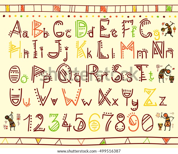 Vector Alphabet African Ethnic Style Stock Vector (Royalty Free) 499516387