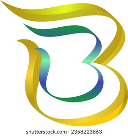 Vector alphabet B with dominant colors yellow, green and blue