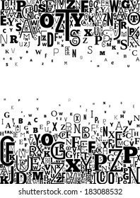 Vector Alphabet Background from different shapes letters with space in center