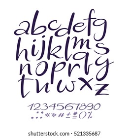 Vector alphabet. beautiful handwritten letters and numbers