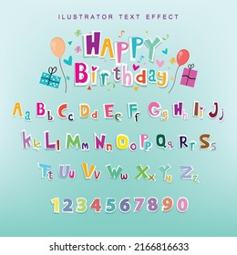 Vector Alphabet Birthday Text Effect