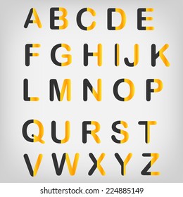 vector alphabet with black and orange letters