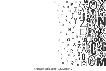 Vector Alphabet Black and White Background from different shapes letters