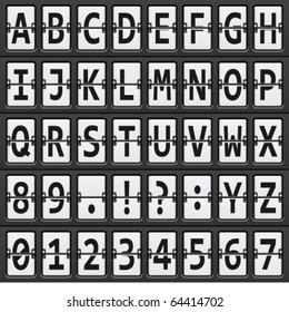 vector alphabet of black and  white mechanical panel