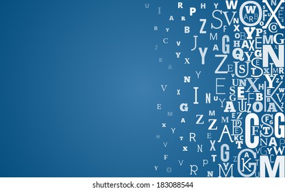 Vector Alphabet Blue Background from different shapes letters