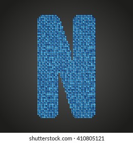 Vector  alphabet. Blue sequin sings. Sparkle, mosaic, glitter letter. Eps 10.