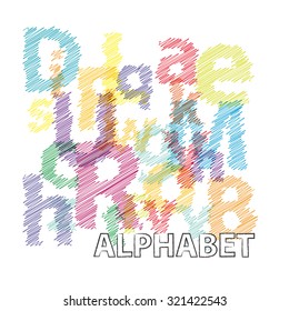 Vector alphabet. Broken text scrawled