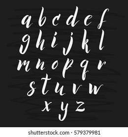 Vector Alphabet. Brush typography, handwritten font on white background. Hand Lettering and typographic letters for design: logo, poster, invitation, card.