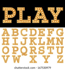 Vector alphabet with bulbs.