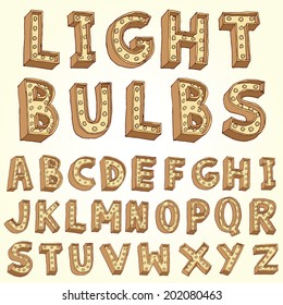 Vector alphabet with bulbs.