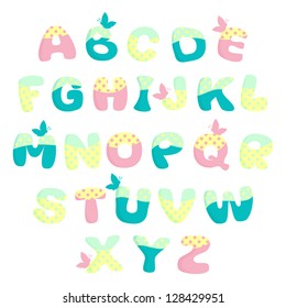 Vector alphabet with butterflies