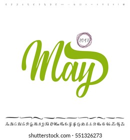 Vector Alphabet. Calligraphic font. Unique Custom Characters. Hand Lettering May for Designs - logos, badges, postcards, posters, prints. Modern brush handwriting Typography.