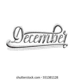 Vector Alphabet. Calligraphic font. Unique Custom Characters. Hand Lettering December pointillism for Designs - logos, badges, postcards, posters, prints. Modern brush handwriting Typography.