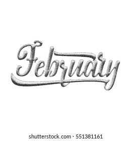 Vector Alphabet. Calligraphic font. Unique Custom Characters. Hand Lettering February pointillism for Designs - logos, badges, postcards, posters, prints. Modern brush handwriting Typography.