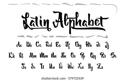 Vector Alphabet. Calligraphic font. Unique Custom Characters. Hand Lettering for Designs - logos, badges, postcards, posters, prints. Modern brush handwriting Typography.