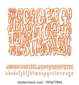 Vector Alphabet. Calligraphic font. Unique Custom Characters. Hand Lettering for Designs - logos, badges, postcards, posters, prints. Modern brush handwriting Typography.