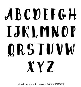 Vector Alphabet. Calligraphic font. Unique Custom Characters. Hand Lettering for Designs - logos, badges, postcards, posters, prints. Modern brush handwriting Typography.