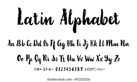 Vector Alphabet. Calligraphic font. Unique Custom Characters. Hand Lettering for Designs - logos, badges, postcards, posters, prints. Modern brush handwriting Typography.
