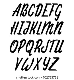 Vector Alphabet. Calligraphic font. Unique Custom Characters. Hand Lettering for Designs - logos, badges, postcards, posters, prints. Modern brush handwriting Typography.