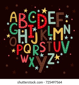 vector alphabet for children. beautiful lettering, hand-drawn letters. for typography, designs, logo,  posters, invitations, cards