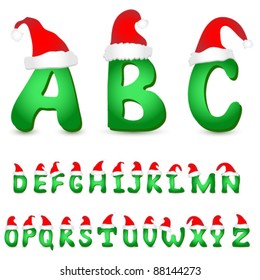 Vector alphabet with christmas hats