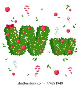 Vector Alphabet in Christmas theme. Red and green letters. Christmas style font. Vector flat illustration.