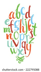 Vector alphabet. Colorful hand drawn letters written with a brush