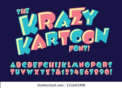 A vector alphabet in a crazy and goofy cartoon style.