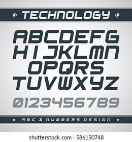 Vector alphabet. Creative and modern rounded technology bold italic font with white background. For company identity, signage, typography, advertising, banners, posters, web and flyers. EPS 8