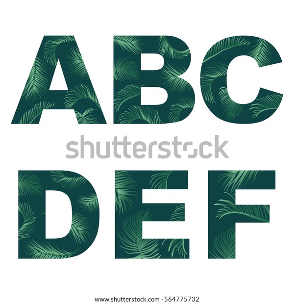 Vector Alphabet Decorative Fonts Covered Palm Stock Vector