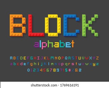 Vector alphabet design made of colorful blocks.