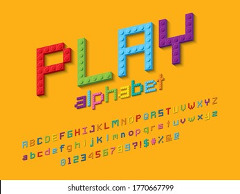 Vector alphabet design made of colorful blocks.