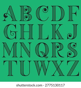 vector alphabet design, modern art deco letters, vintage display typeface, 