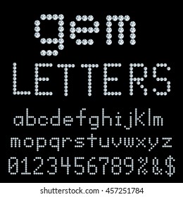 vector alphabet with diamonds, gemstone letters, gemstone font, 